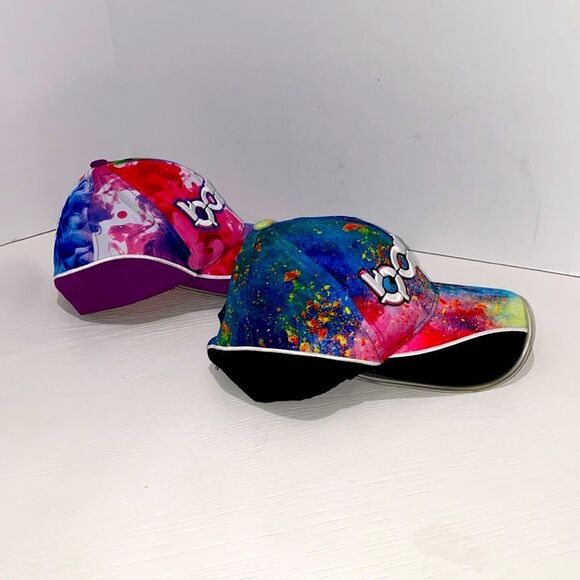 Colorful Bang Baseball Caps Set Of Two Embroidered Color Splash And Fingerpaint - Picture 3 of 6